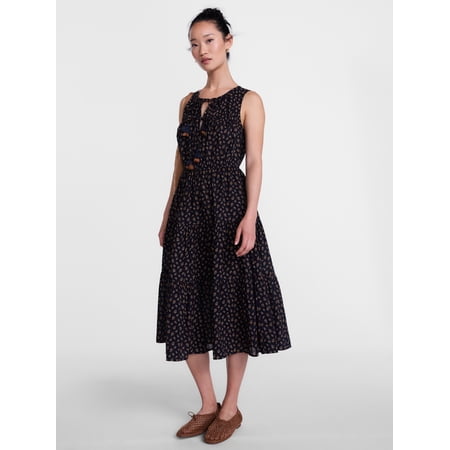 Scenario Women's and Women's Plus Sleeveless Tie Neck Tiered Midi Dress, Sizes XS-4X