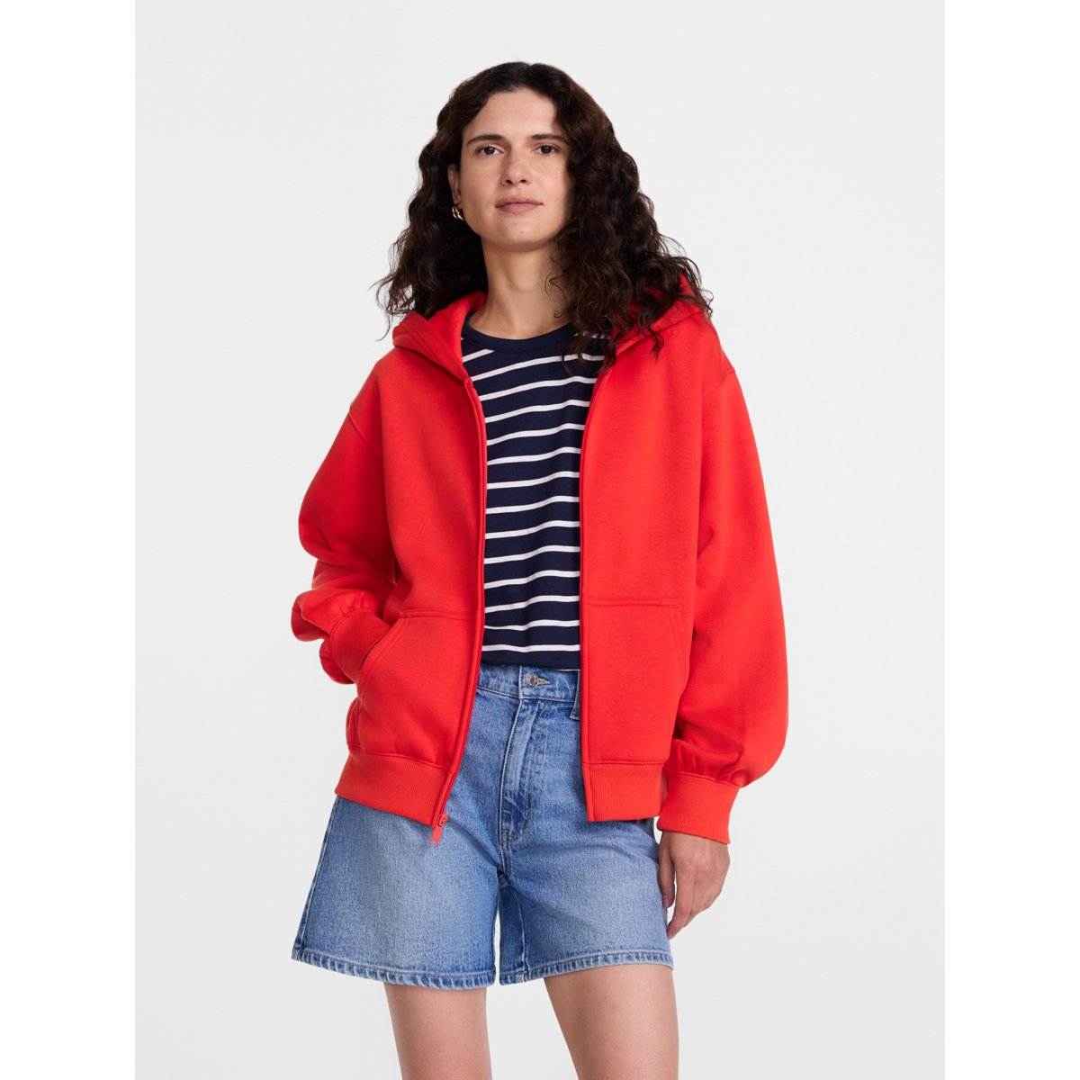 Women's and Women's Plus Zip Front Fleece Hoodie Jacket, Sizes XS-4X
