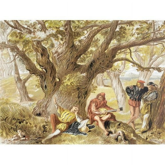 A Scene in The Arden Forest From As You Like It by William Shakespeare. Drawn & Etched by Sir John Gilbert From The Illustrated Library Shakspeare Published London 1890 Poster Print - 16 x 12