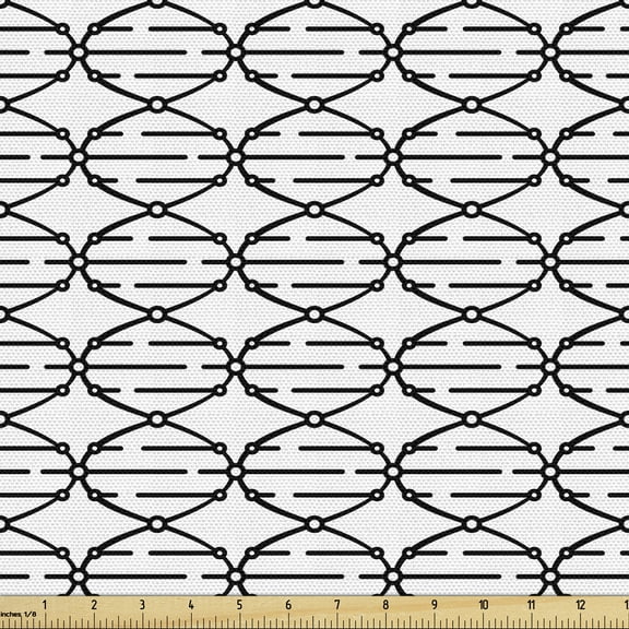 Ambesonne Scene Art Fabric by the Yard Upholstery, DNA Chain Shaped Elements, 2 Yards, White and Charcoal Grey