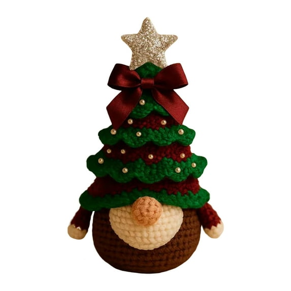 Scene Decoration Diy Crochet Christmas Tree Gnome Kit Handmade Holiday Decor for Beginners Festive Knitting Craft for Scene Rustic Mantel Display