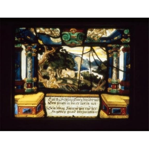 Scene From Genesis Stained Glass 17th Century Poster Print - 18 x 24 in.