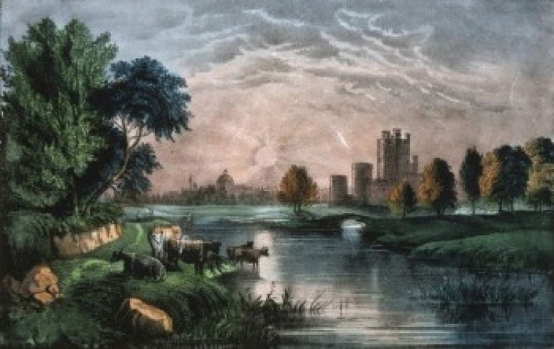 A Scene in Old Ireland Currier & Ives (Active 1857-1907 American) Color lithograph Library of Congress Washington DC USA Canvas Art - Currier & Ives (24 x 36)