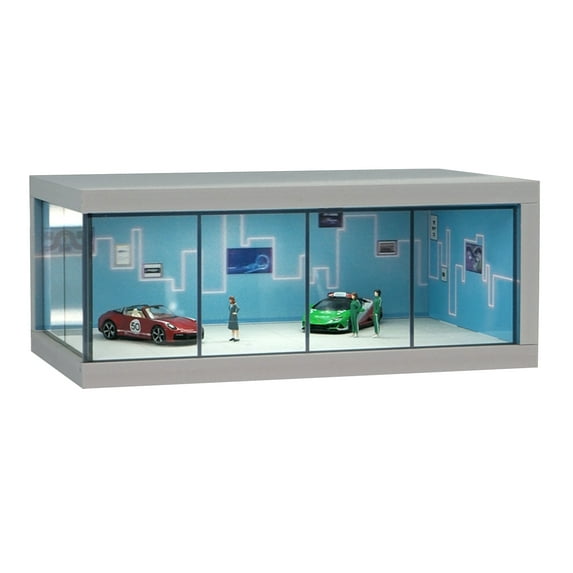 Scene Parking Lots Dioramas Storage Garage Box 1/64 Scale Diecast Model Car Scenarios Display Case with Led Light