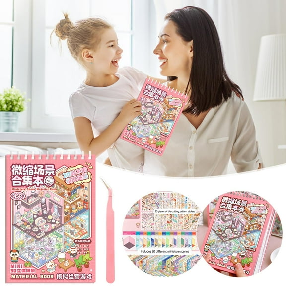 Scene Sticker Book for Kids, Stocking Stuffer 3D Scenes Stickers Set Relief Stress Pass The Time, Holiday & Christmas Fun, Sticker Scenes for Adults Fun Mini Cute Kawaii Stickers Therapy