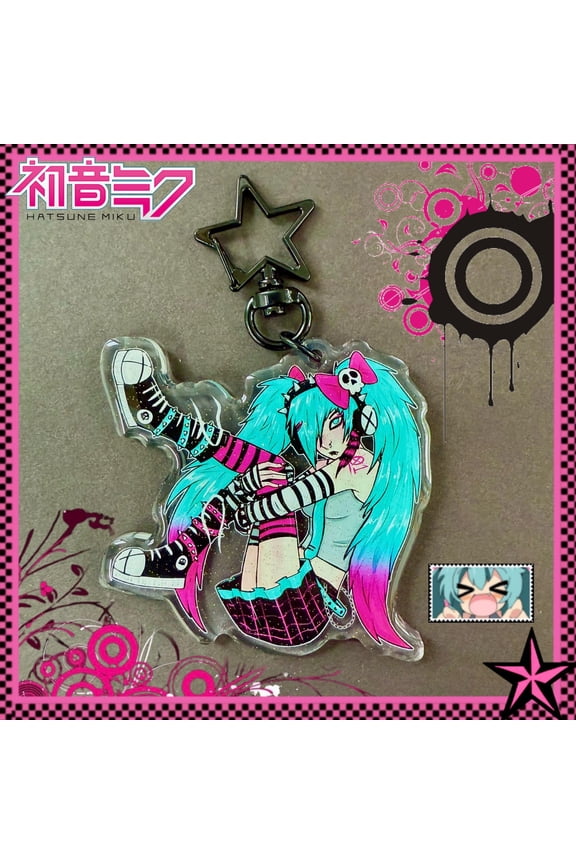 Scene Teal Twin-tail Singer Acrylic Keychain Emo Scenecore 2000s Virtual, random 1 pack