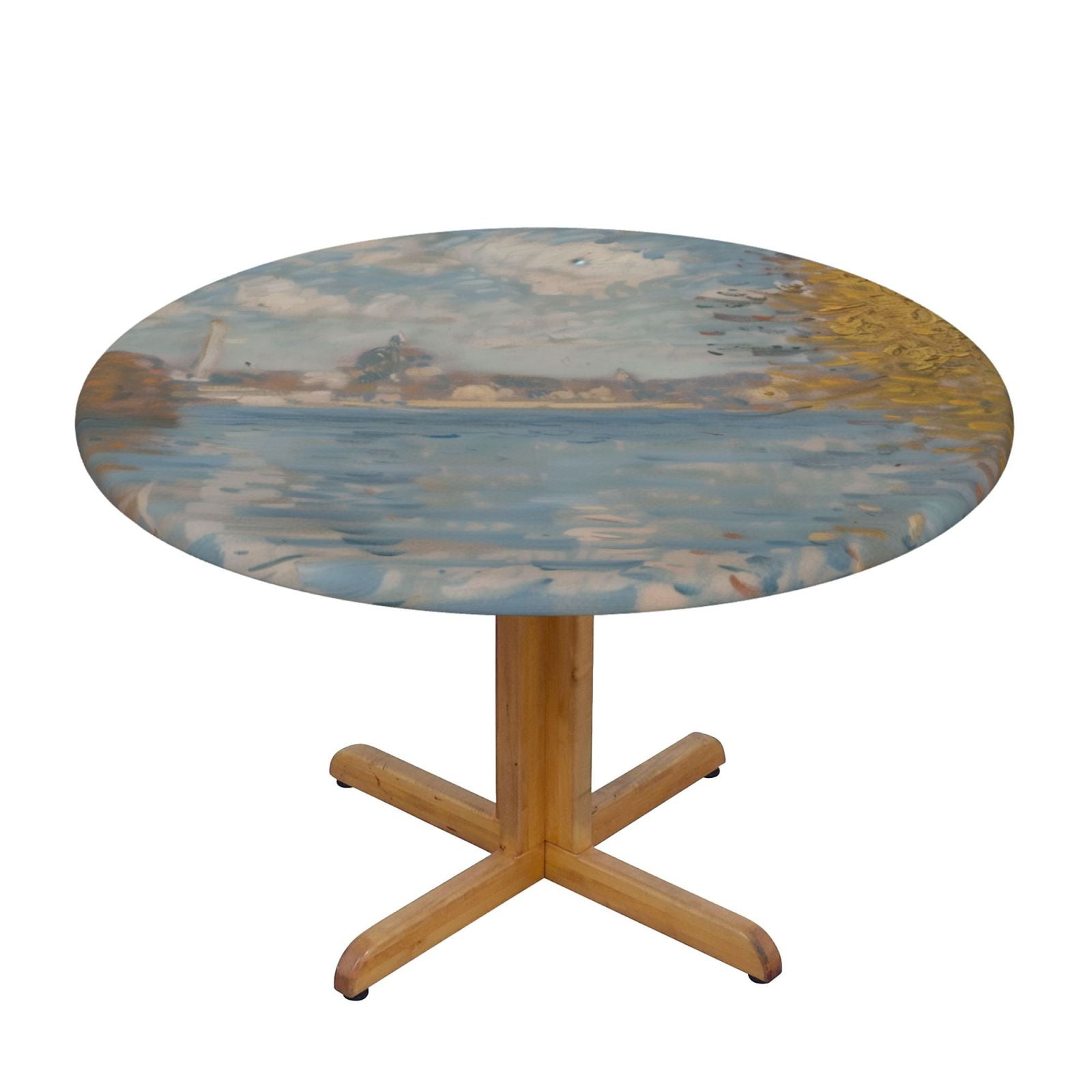 Scene with Trees and Round Tablecloth Fitted Tablecloth with Elastic