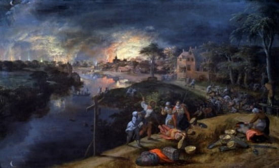 Scene Of War And Fire 16th Century Gillis Mostaert (1534-1598 Netherlandish) Oil On Wood Musee du Louvre Paris France Canvas Art - Gillis Mostaert (24 x 36)