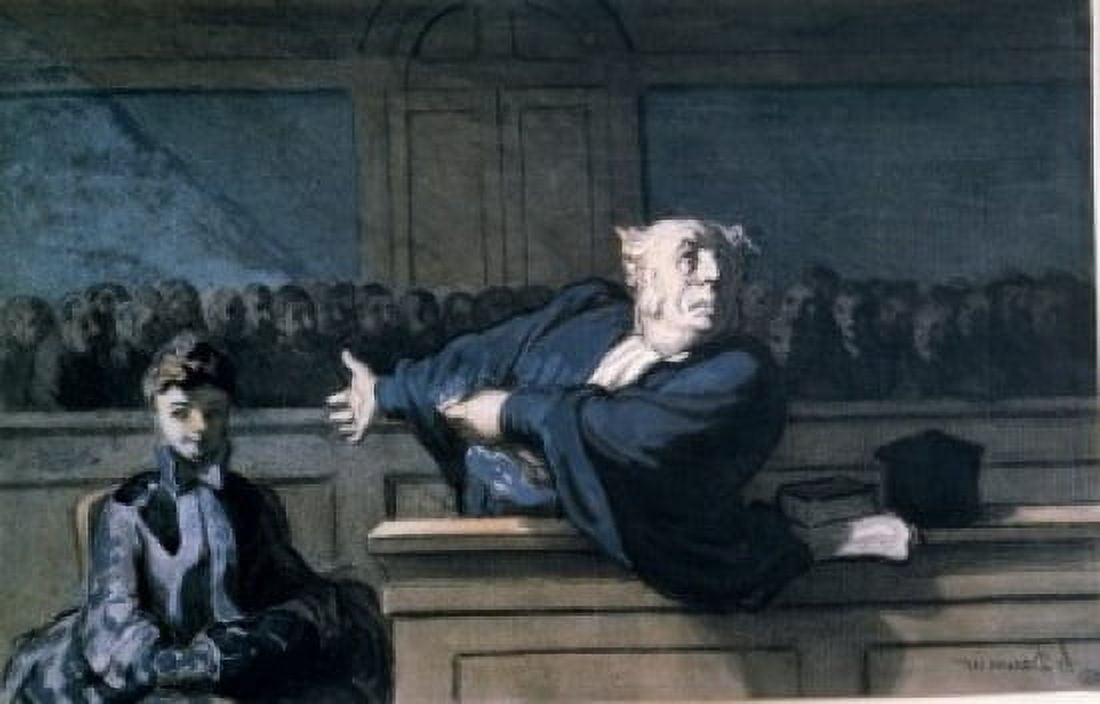 Scene at Court by Honore Daumier (1808-1879) Canvas Art - Honore Daumier (18 x 24)