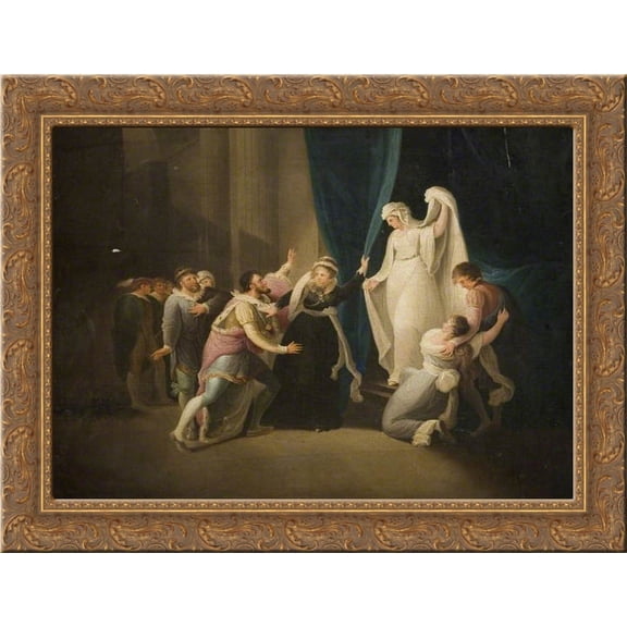 Scene from Shakespeare's 'A Winter's Tale 24x18 Gold Ornate Wood Framed Canvas Art by William Hamilton