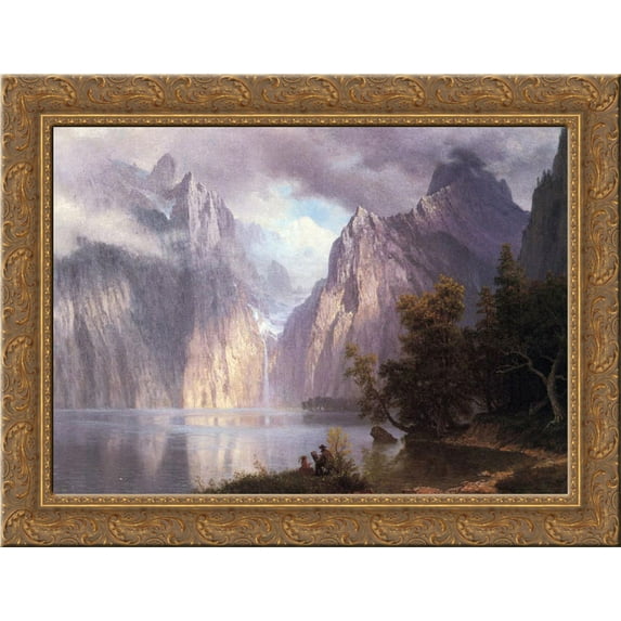 Scene in the Sierra Nevada 24x20 Gold Ornate Wood Framed Canvas Art by Bierstadt, Albert