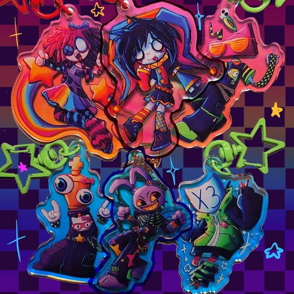 Scene - ish TADC keychains!!! Pomni, Jax, Ragatha, Kinger, Zooble, and Gangle (1 keychain)