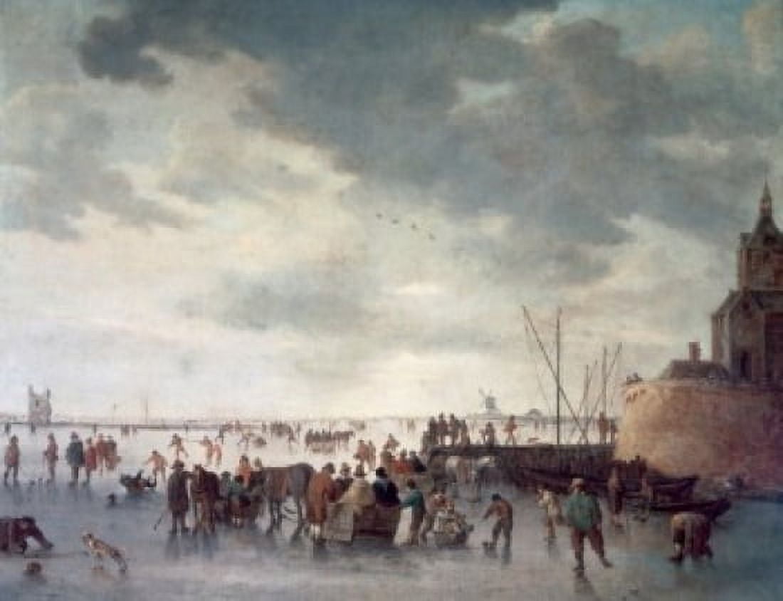 Scene on the Ice Near Dordecht Goyen Jan Van 1596-1659 Dutch Canvas Art - Jan Van Goyen (18 x 24)