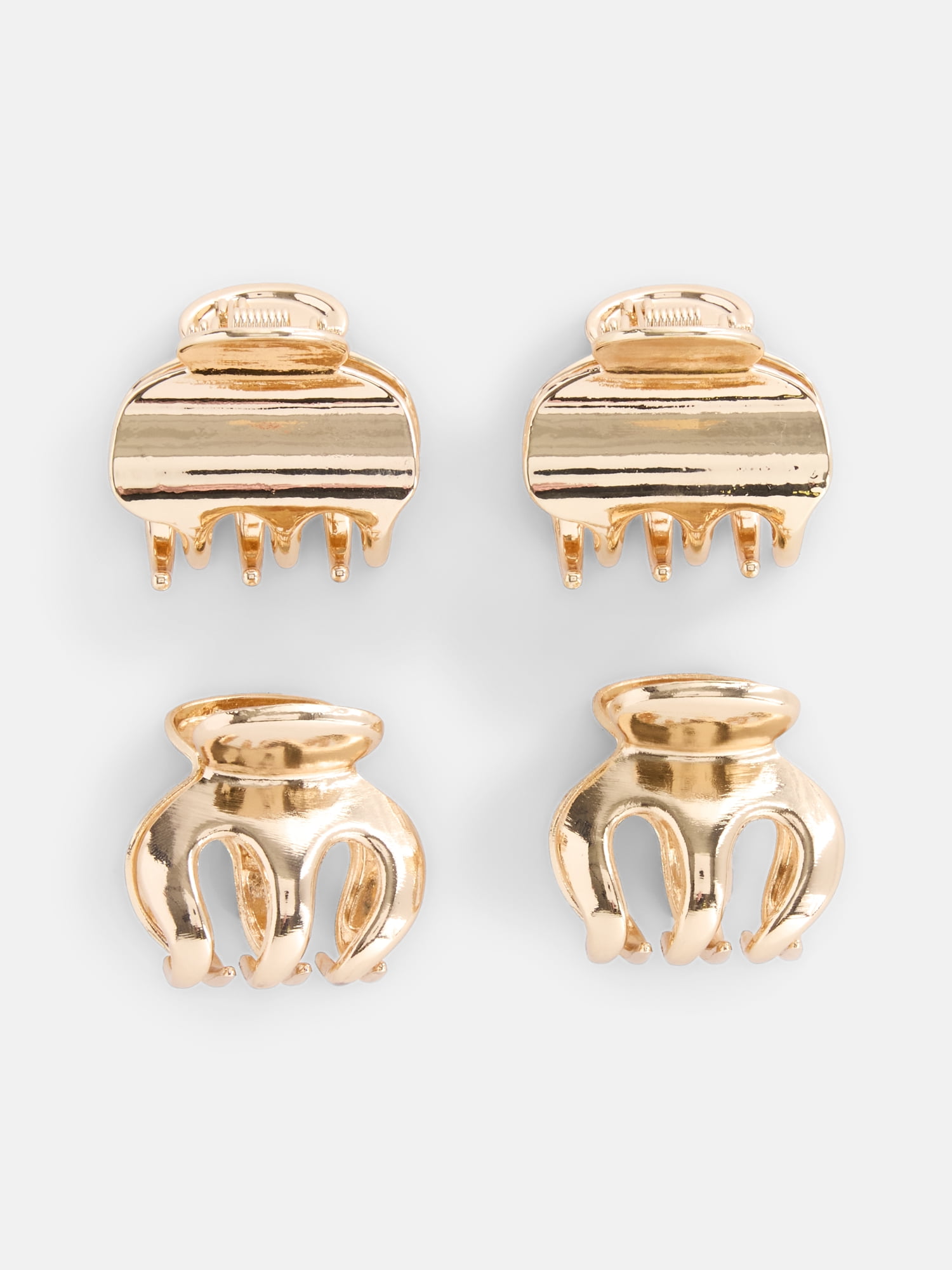 Scenario Women's Small Hair Claw Clips, 4-Pack, Gold-Tone