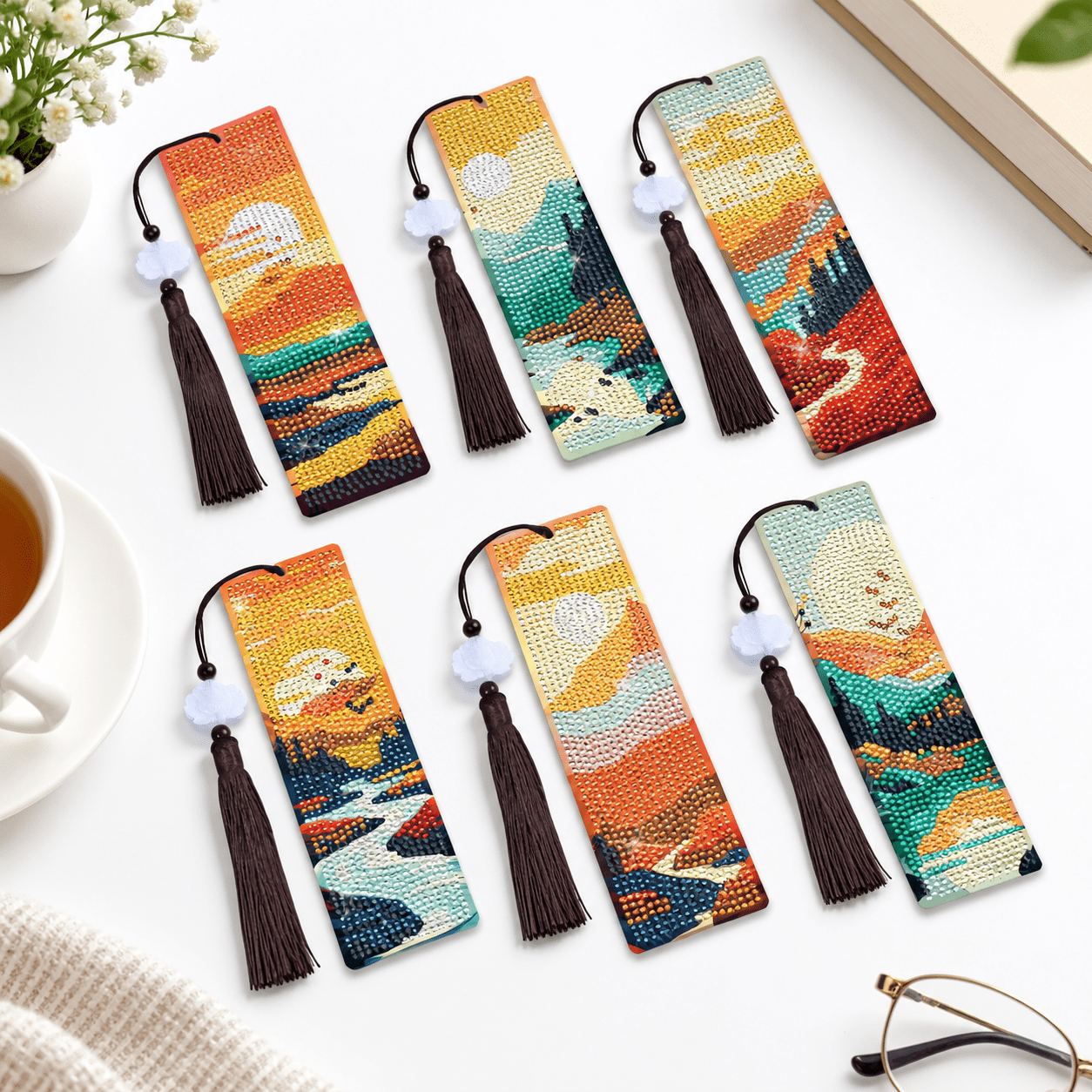 Scenery Art Bookmark Kit, 6 Pack Sunset Sunrise Landscape Craft Set ...