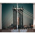 thumbnail image 1 of Ambesonne Landscape Curtains 2 Panel Set, Buildings Cityscape, 108" x 90", Teal, 1 of 3