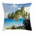thumbnail image 1 of Scenery Decor Throw Pillow Cushion Cover, Caribbean Island Overlook with Palm Tree and Ocean Exotic Destination Print, Decorative Square Accent Pillow Case, 16 X 16 Inches, Cream Blue, by Ambesonne, 1 of 2
