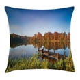 thumbnail image 1 of Scenery Decor Throw Pillow Cushion Cover, Lake View Fishing Countryside Themed with Trees and Long Reeds Art Photo, Decorative Square Accent Pillow Case, 18 X 18 Inches, Multicolor, by Ambesonne, 1 of 2