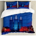thumbnail image 1 of Scenery Duvet Cover Set, City Building Castle Landmark Landscape in Winter with Christmas Celebration, Decorative 3 Piece Bedding Set with 2 Pillow Shams, King Size, White and Blue, by Ambesonne, 1 of 3