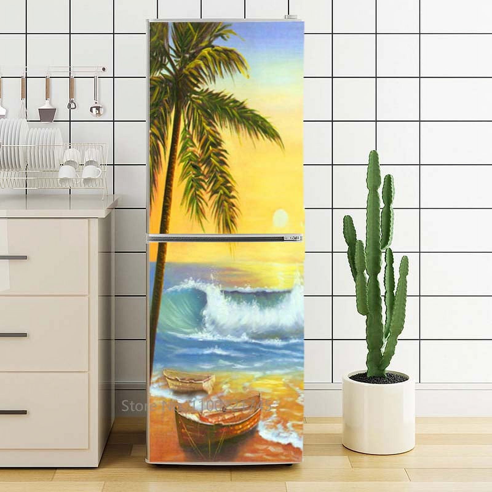 Scenery Fridge Door Mural Cover Peel and Stick Forest Landscape