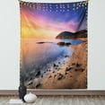 thumbnail image 1 of Scenery House Decor Tapestry, Famous Mediterranean Sun Rise on the Beach with Pebbles Tourism Serene Print, Wall Hanging for Bedroom Living Room Dorm Decor, 40W X 60L Inches, Multi, by Ambesonne, 1 of 5