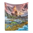 thumbnail image 1 of Scenery Soft Flannel Fleece Throw Blanket, Dreamy Times Middle Age Inspired Princess Castle near Lake Stones Moss, Cozy Plush for Indoor and Outdoor Use, 50" x 60", Multicolor, by Ambesonne, 1 of 5