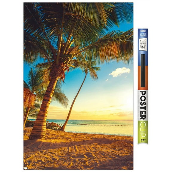 Scenery - Sunset on the Beach Wall Poster, 22.375" x 34"