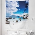 thumbnail image 1 of Scenery Tapestry, Ocean Seascape Peaceful Beach with Rocks and Cloudy Sky Digital Print, Fabric Wall Hanging Decor for Bedroom Living Room Dorm, 5 Sizes, White Blue and Grey, by Ambesonne, 1 of 1