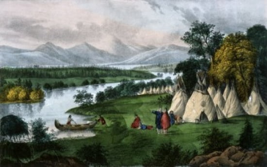 Scenery of The Upper Mississippi An Indian Village Currier & Ives Nath & James A 1857-1907 American Library of Congress Washington DC Canvas Art - Currier & Ives (18 x 24)