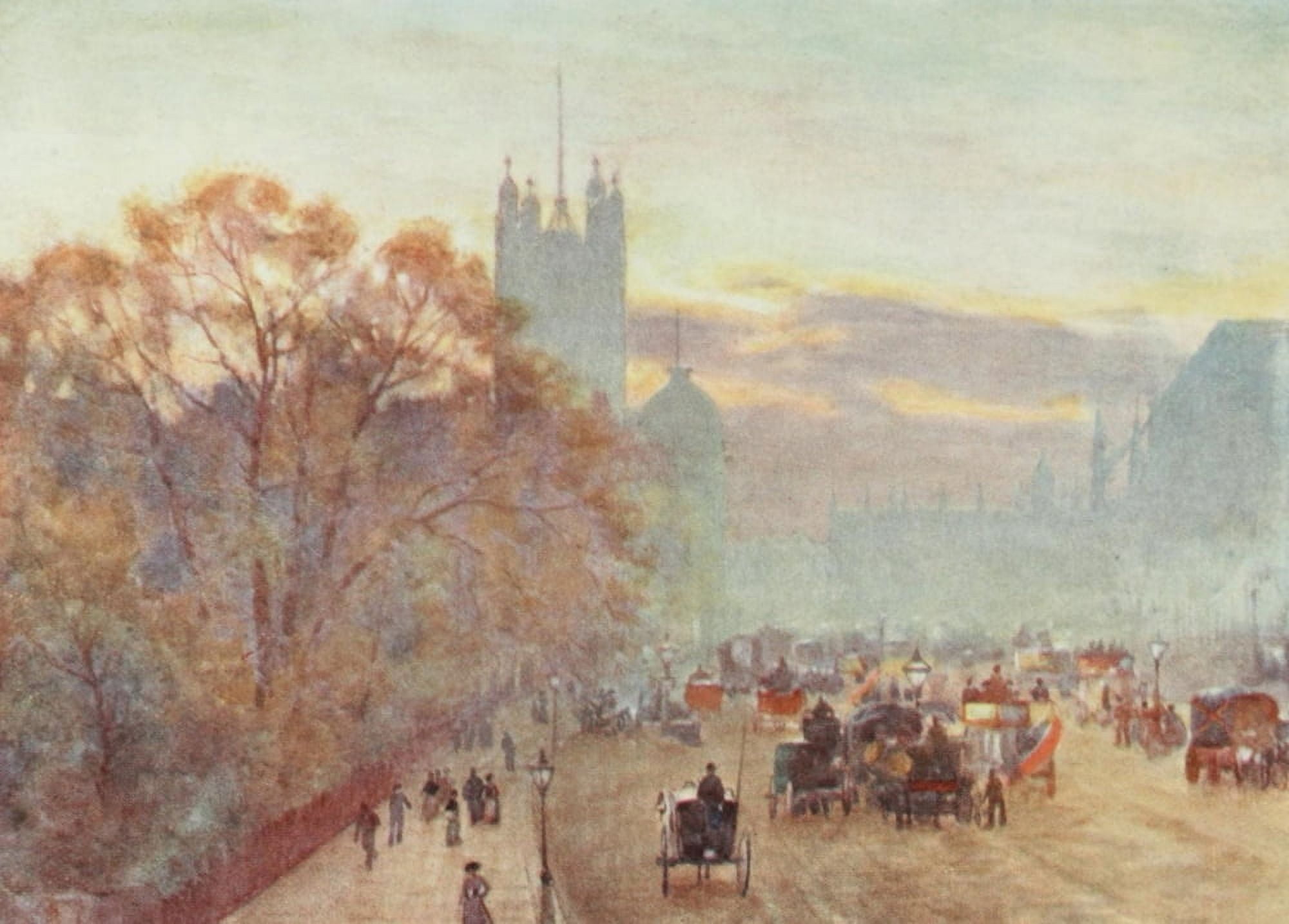 Scenery of London 1905 Approach to Westminster Canvas Art - Herbert Marshall (18 x 24)
