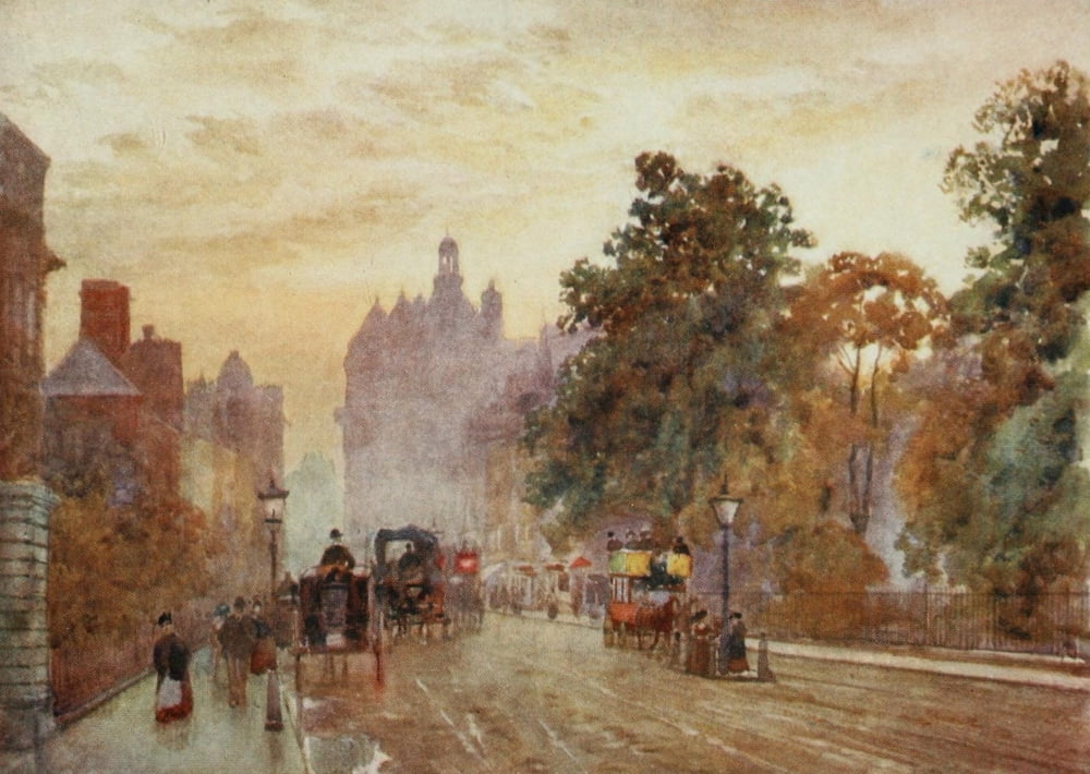 Scenery of London 1905 From Hyde Park Corner Canvas Art - Herbert Marshall (18 x 24)