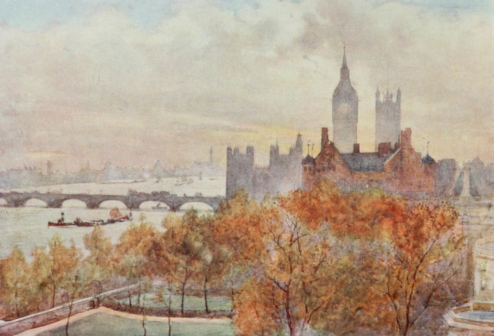 Scenery of London 1905 From Whitehall Court Canvas Art - Herbert Marshall (18 x 24)