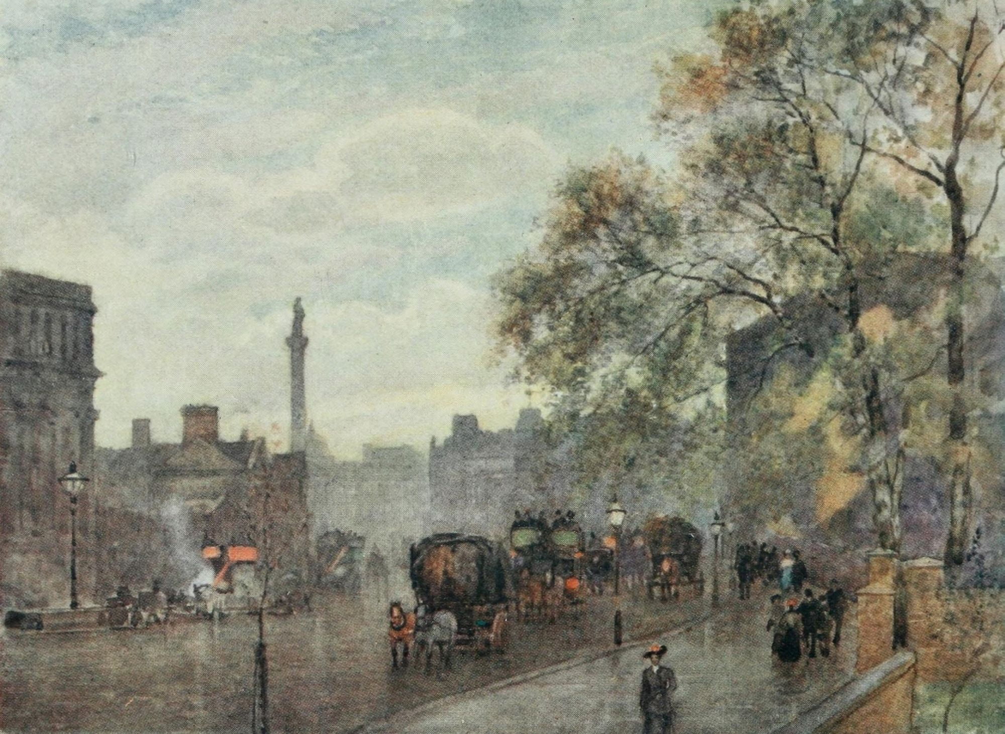 Scenery of London 1905 From the Corner of Richmond Terrace Canvas Art - Herbert Marshall (18 x 24)