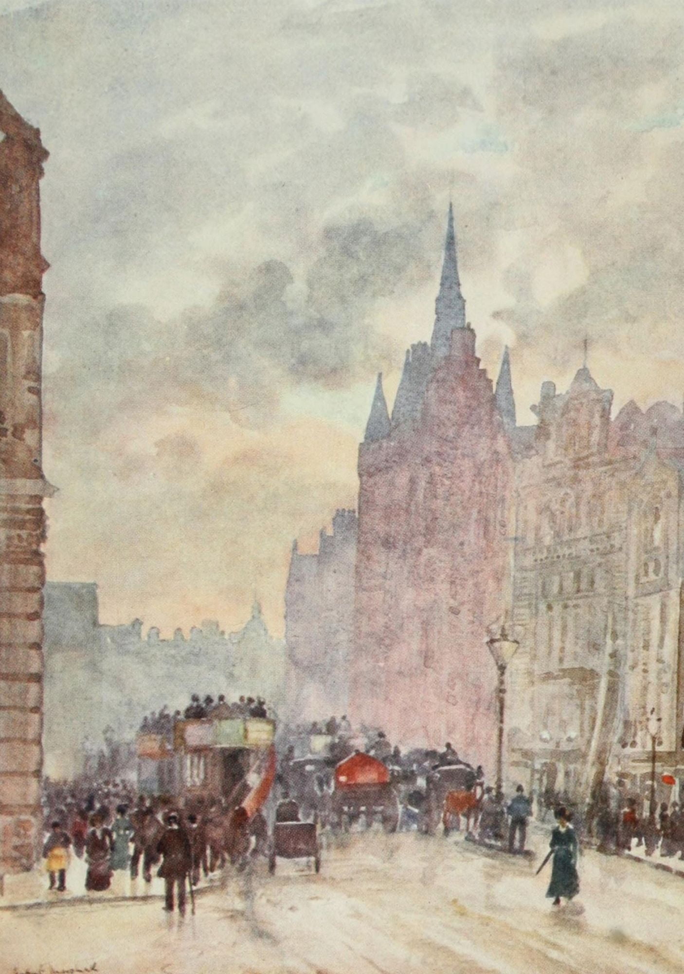 Scenery of London 1905 Holborn Hill Canvas Art - Herbert Marshall (18 x 24)