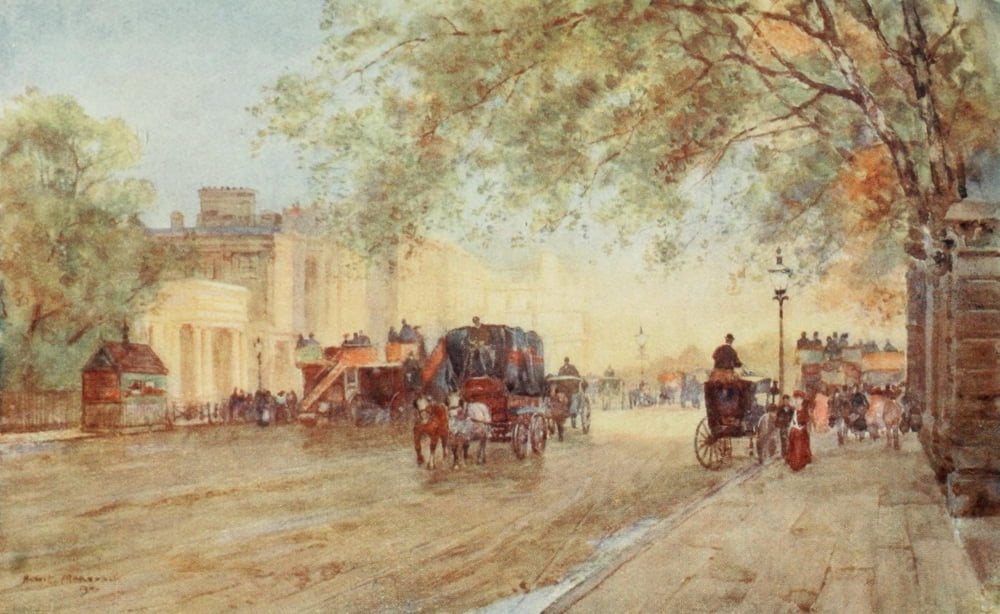 Scenery of London 1905 Hyde Park Corner Canvas Art - Herbert Marshall (18 x 24)