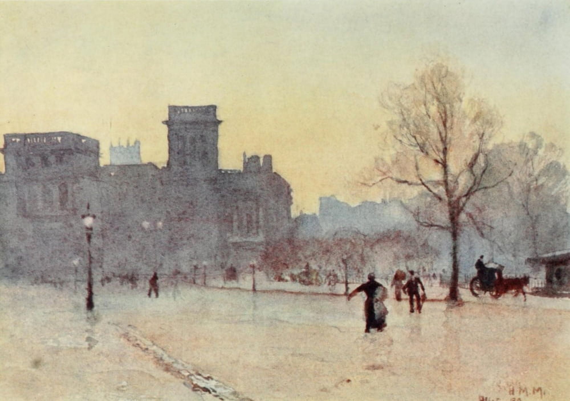 Scenery of London 1905 India Office from Horseguards Parade Canvas Art - Herbert Marshall (18 x 24)