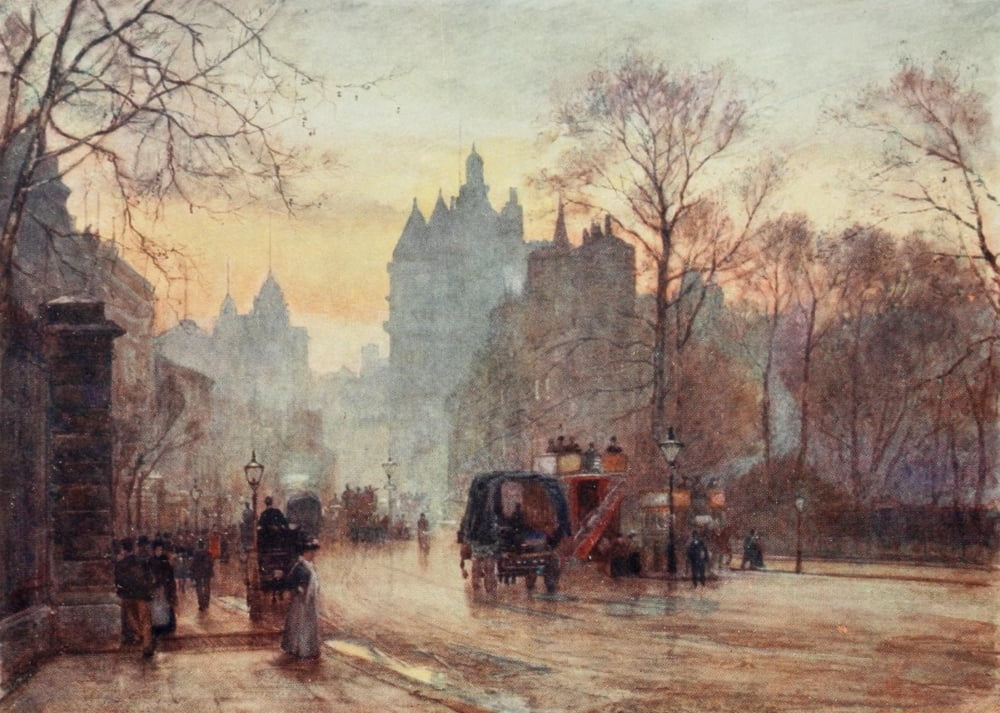 Scenery of London 1905 Knightsbridge Canvas Art - Herbert Marshall (18 x 24)