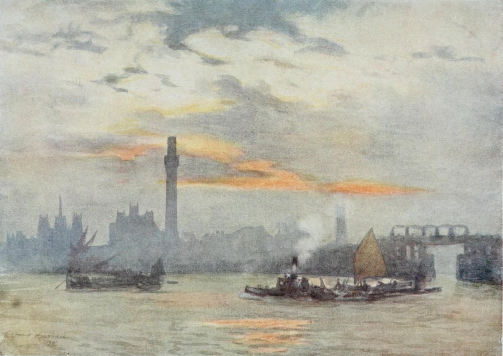 Scenery of London 1905 Lambeth Canvas Art - Herbert Marshall (18 x 24)