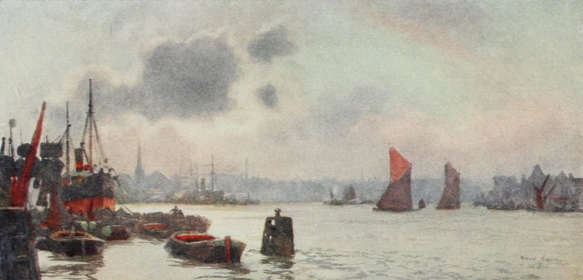 Scenery of London 1905 Lavender Wharf Rotherhithe Canvas Art - Herbert Marshall (18 x 24)