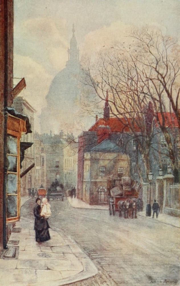 Scenery of London 1905 Little Britain Aldersgate Canvas Art - Herbert Marshall (18 x 24)