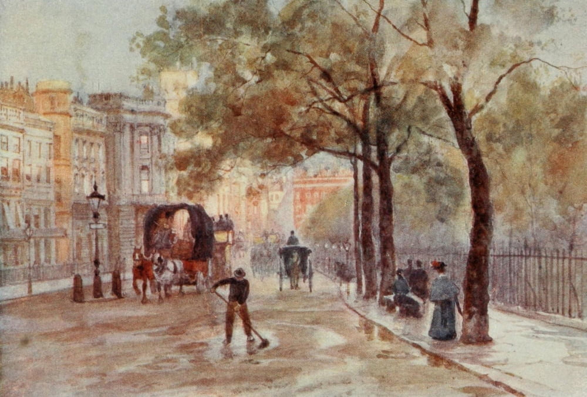 Scenery of London 1905 Piccadilly Canvas Art - Herbert Marshall (18 x 24)