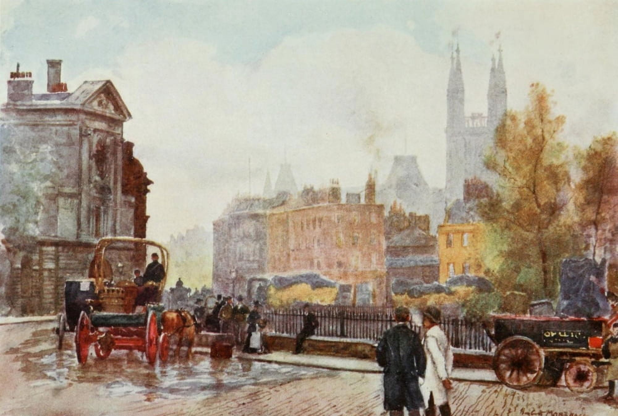 Scenery of London 1905 St Bartholomews Square Canvas Art - Herbert Marshall (18 x 24)