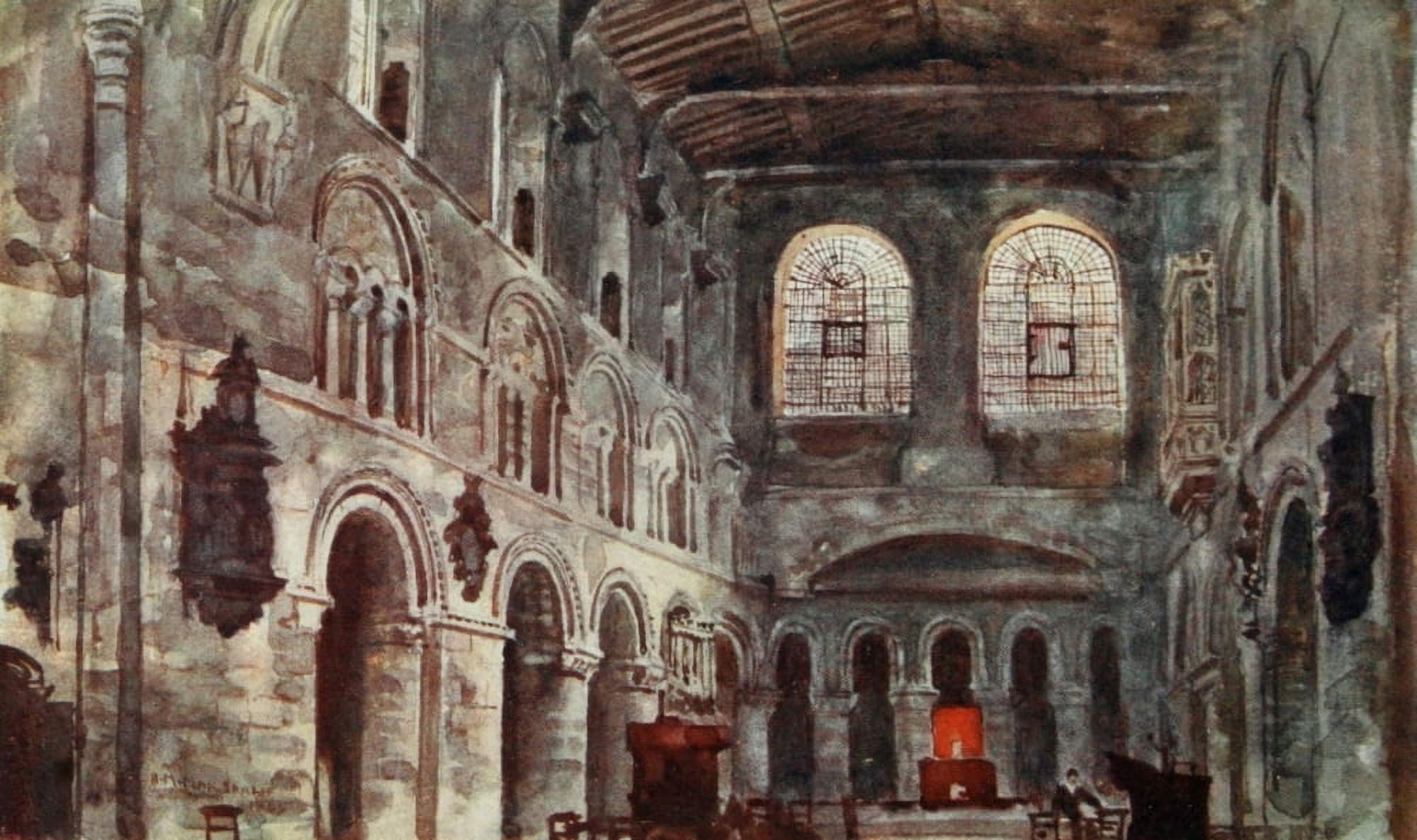 Scenery of London 1905 St Batholomews (interior) Canvas Art - Herbert Marshall (18 x 24)