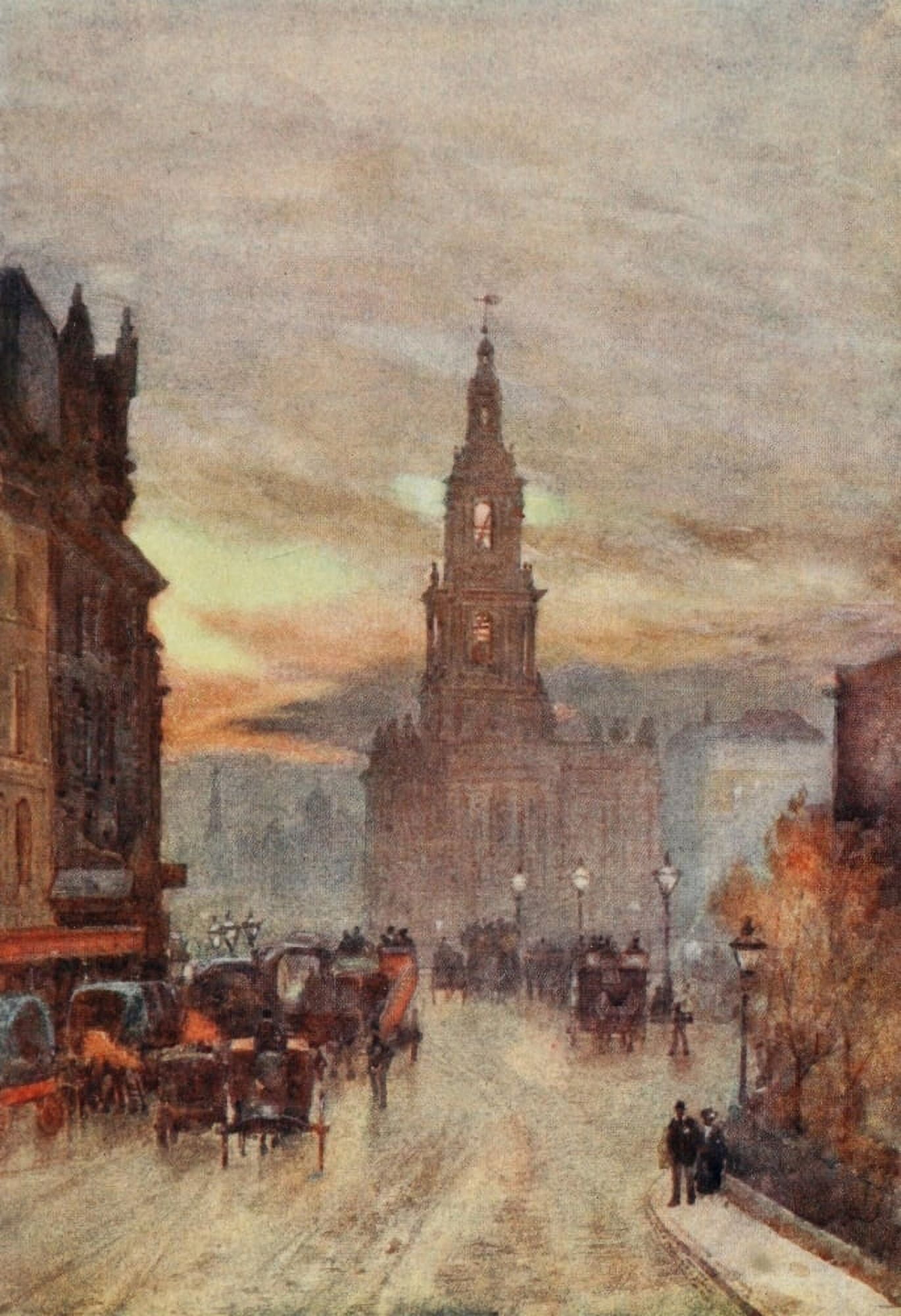 Scenery of London 1905 St Mary le Strand Canvas Art - Herbert Marshall (18 x 24)