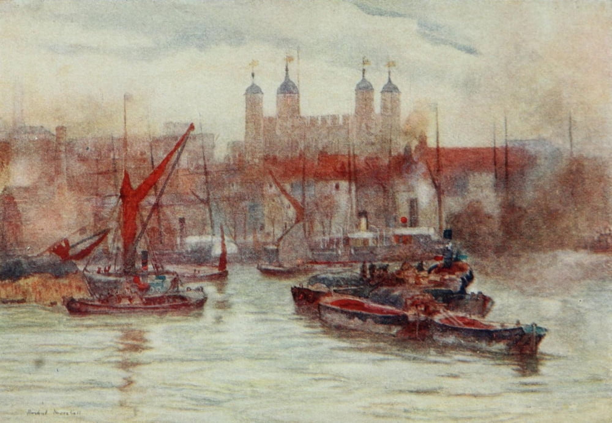 Scenery of London 1905 Tower of London Canvas Art - Herbert Marshall (18 x 24)