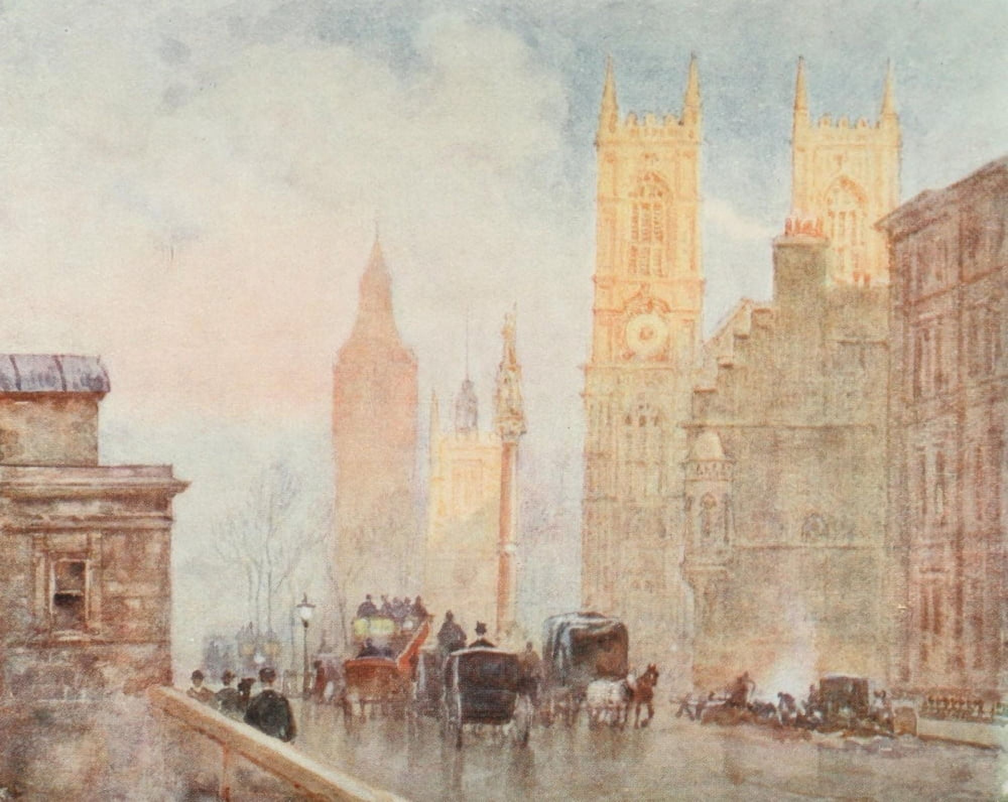Scenery of London 1905 Victoria Street Wesminster Canvas Art - Herbert Marshall (18 x 24)