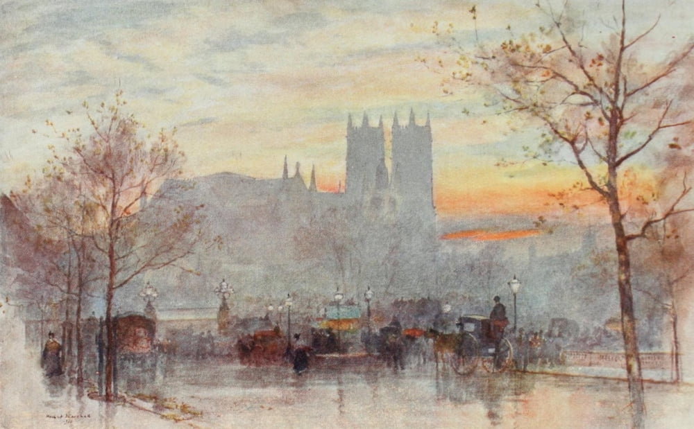 Scenery of London 1905 Westminster Abbey Canvas Art - Herbert Marshall (24 x 36)