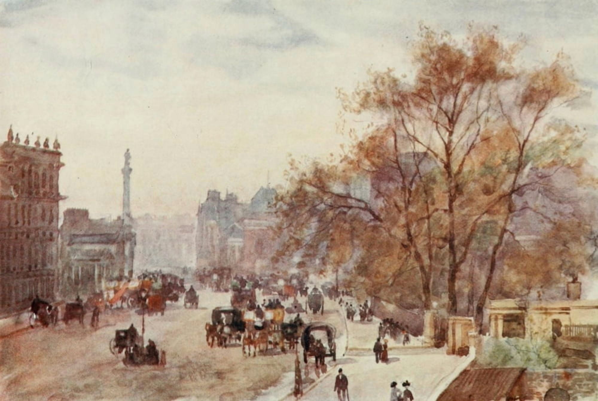 Scenery of London 1905 Whitehall Canvas Art - Herbert Marshall (24 x 36)