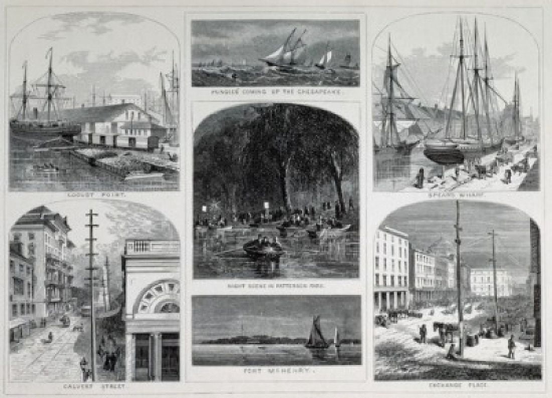 Scenes In Baltimore Artist Unknown Etching Canvas Art - (18 x 24)