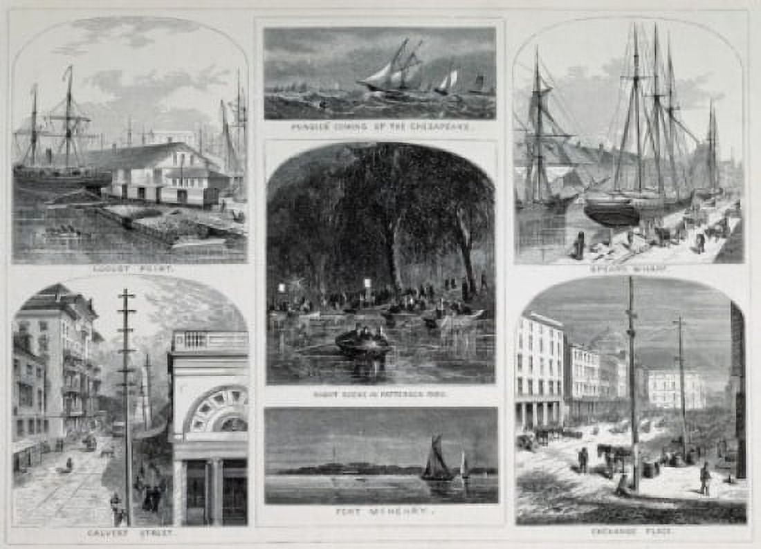 Scenes In Baltimore Artist Unknown Etching Canvas Art - (24 x 36)